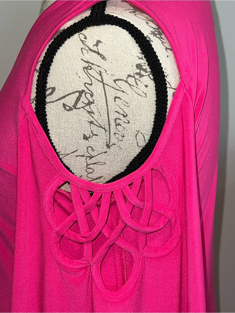 Bright Pink Cold-Shoulder V-Neck Midi Dress - Picture 5 of 9